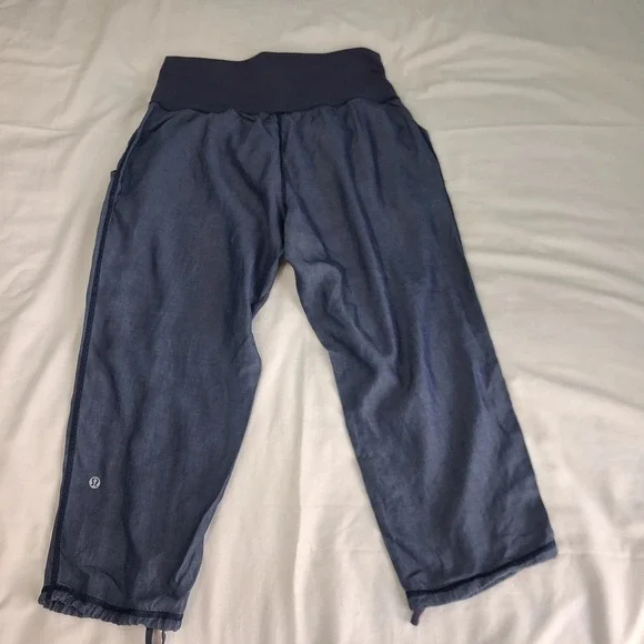 Lululemon Post Power Crop Pants Cadet Blue Size 6 Tencel W6C48S Yoga Active - Picture 9 of 11
